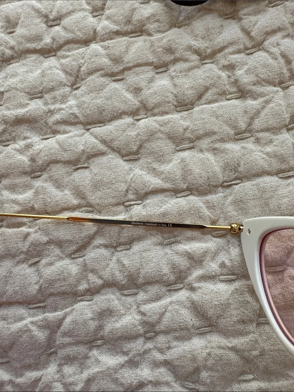 Illesteva White Cat-Eye Sunglasses with Pink Lenses
